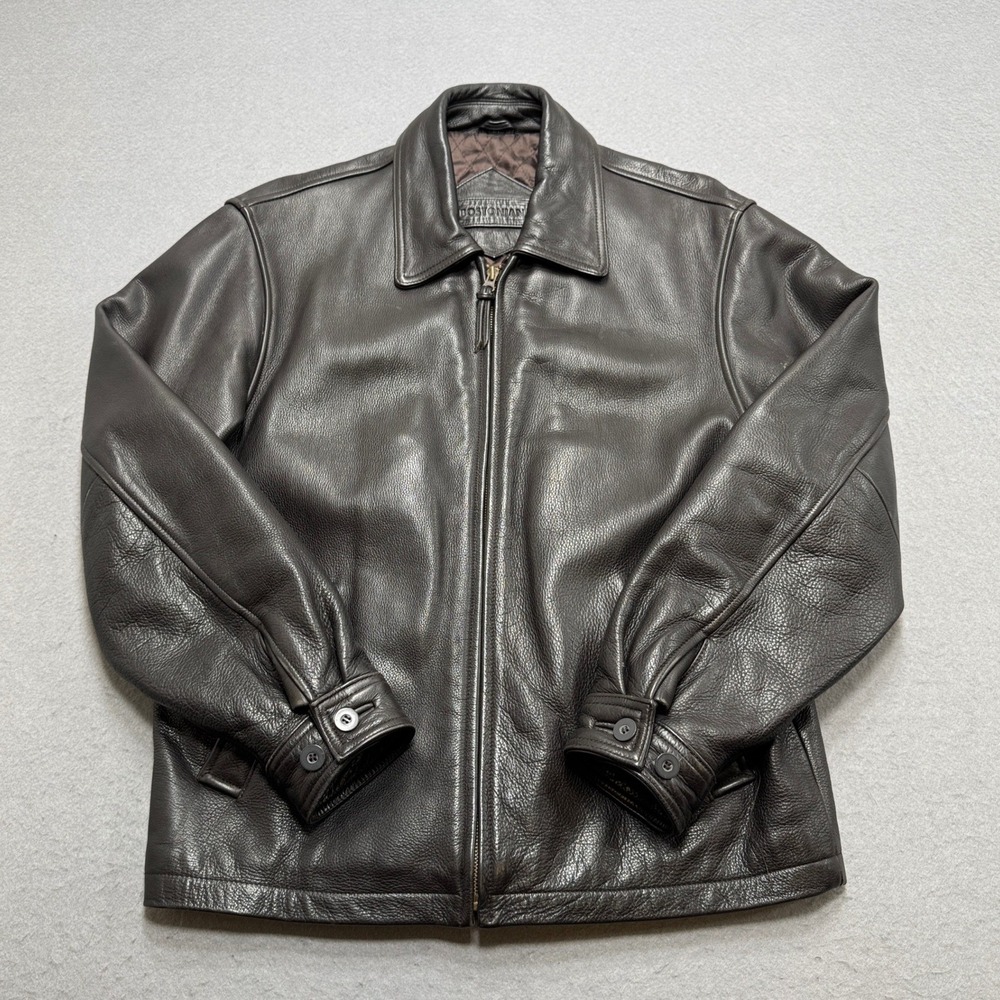 Bostonian Leather Jacket Men's Small Black Quilted Lined Bomber Moto Bikercore